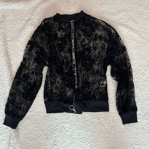 Discontinued Floral Mesh Overlay "Jacket" Blouse